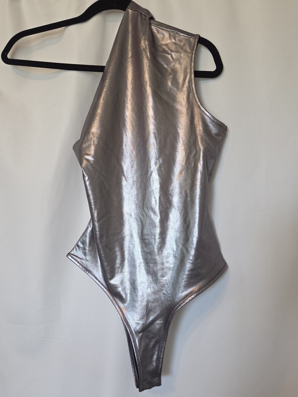 Silver Metallic One Shoulder Bodysuit